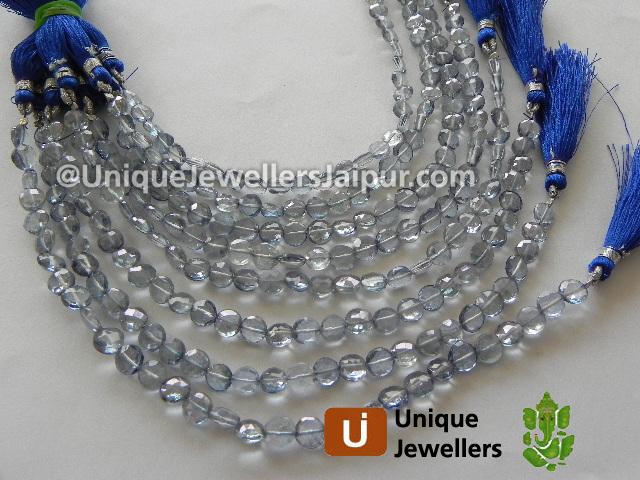 Blue Quartz Faceted Coin Beads